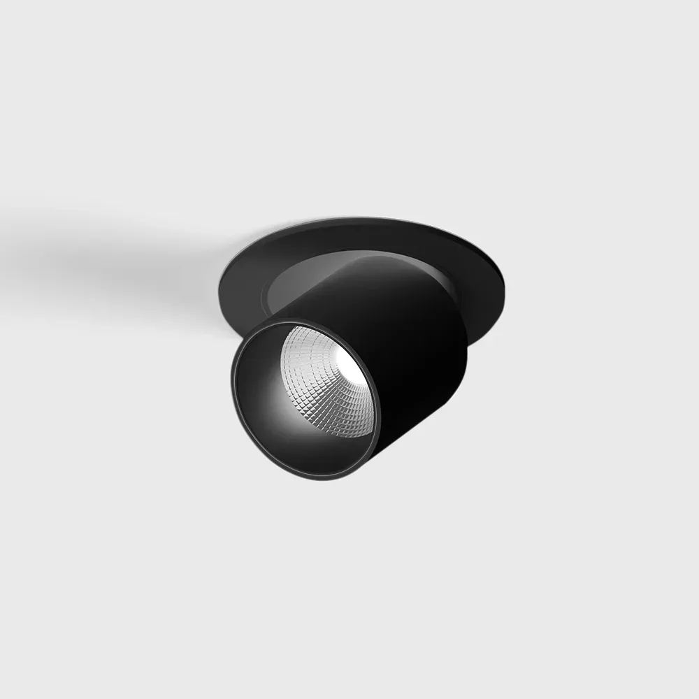 01.0303.4.930.BK_1 Adjustable recessed ceiling luminaire with frame TUB S OUT, D30mm, H30mm, LED 4W, 340Lm, 3000K, 50°, CRI>90, 350mA, IP20, black color — изображение 1