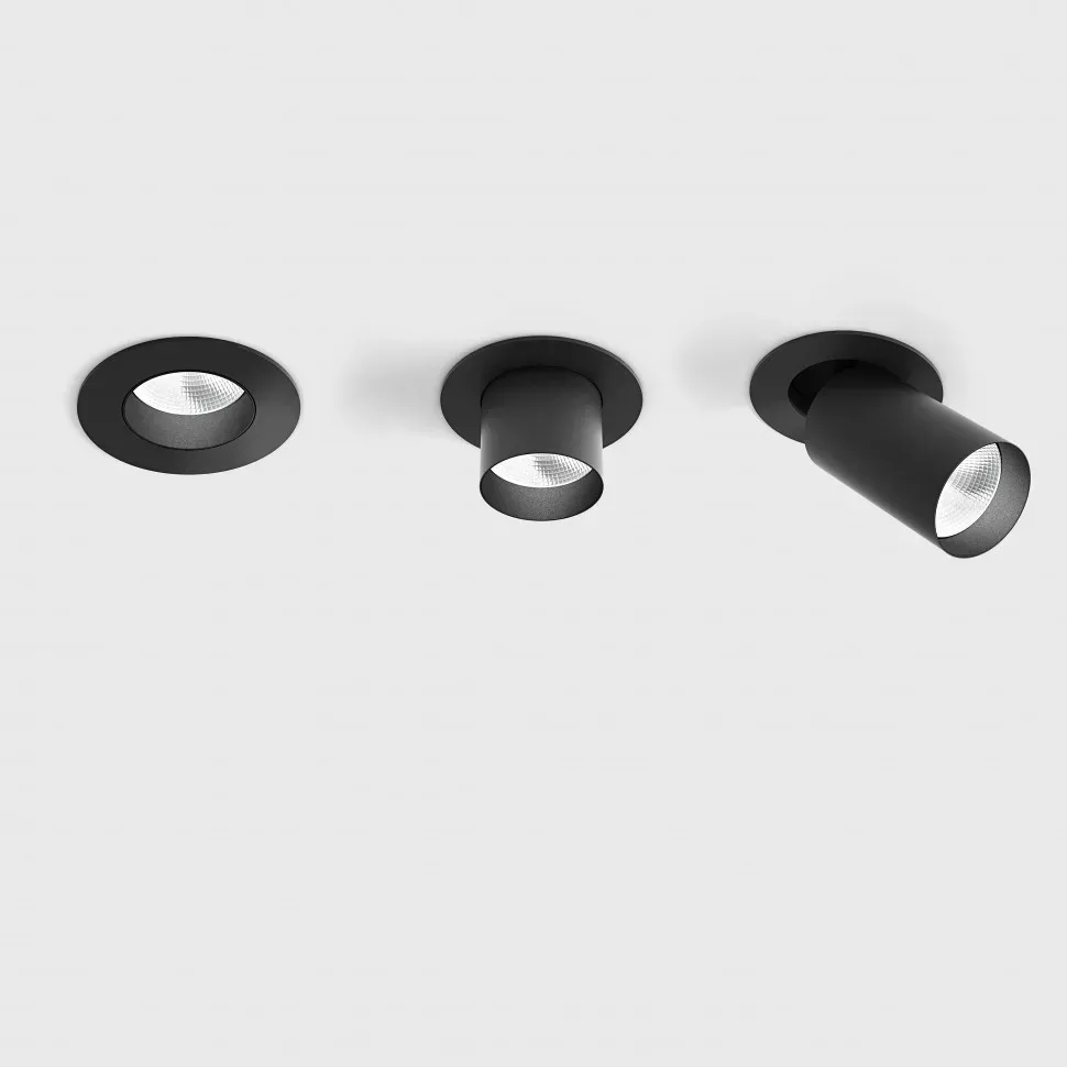 01.0590.9.930.BK_1 Adjustable recessed ceiling luminaire with frame TUB M IN, L90mm, H126mm, D90mm, LED 9W, 690Lm, 3000K, 30°, CRI>90, 250mA, IP20, black color - imagine 1