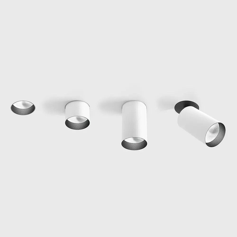 01.0592.9.930.WH_1 Adjustable trimless ceiling recessed luminaire TUB M INT, L90mm, H124mm, D90mm, LED 9W, 690Lm, 3000K, 30°, CRI>90, 250mA, IP20, white color - imagine 1