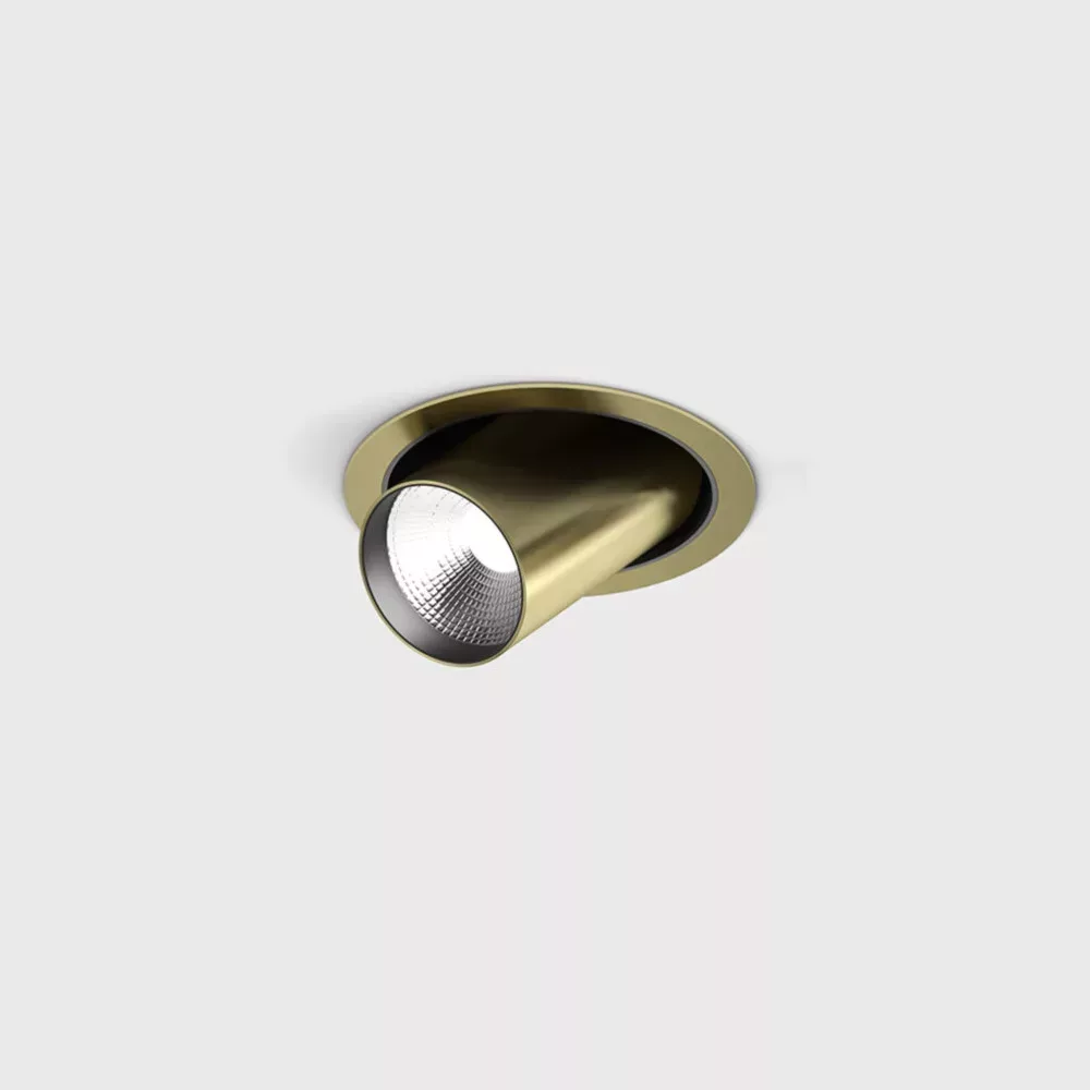 01.0593.9.930.BR_1 Adjustable recessed ceiling luminaire with frame TUB M OUT, D52mm, H60mm, CREE LED 12W, 1210Lm, 3000K, 50°, CRI>90, 300mA, IP20, brass color - imagine 1