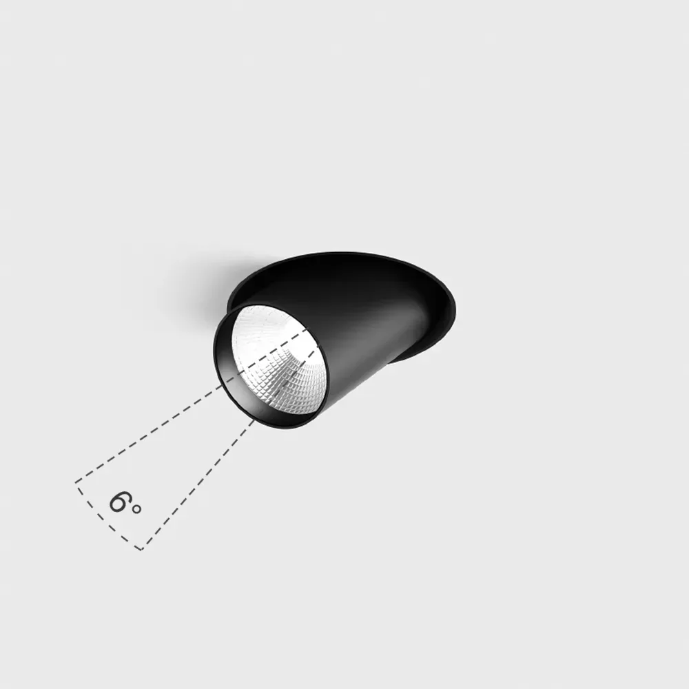 01.0595.9.930.BK_1 Adjustable trimless ceiling recessed luminaire TUB M OUT NB TRIMLESS, D52mm, H60mm, CREE LED 9W, 750Lm, 3000K, 6°, CRI>90, 220V, IP20, black color - imagine 1