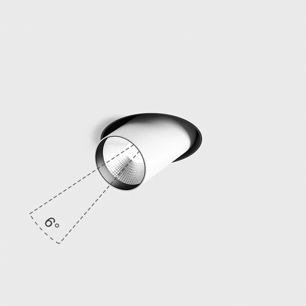 01.0595.9.930.WH_1 Adjustable trimless ceiling recessed luminaire TUB M OUT NB TRIMLESS, D52mm, H60mm, CREE LED 9W, 750Lm, 3000K, 6°, CRI>90, 220V, IP20, white color - imagine 1