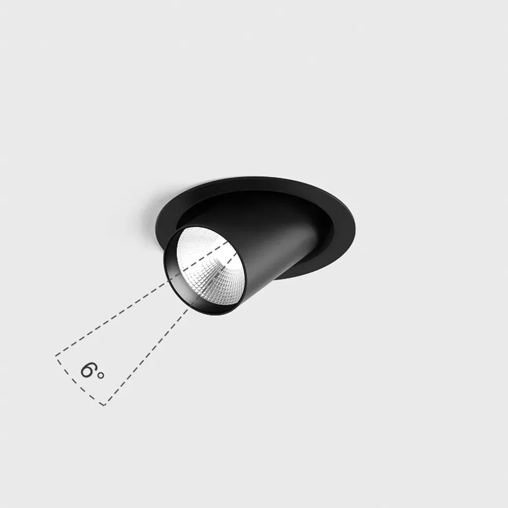 01.0596.9.930.BK_1 Adjustable recessed ceiling luminaire with frame TUB M OUT NB, D52mm, H60mm, CREE LED 9W, 750Lm, 3000K, 6°, CRI>90, 220V, IP20, black color - imagine 1