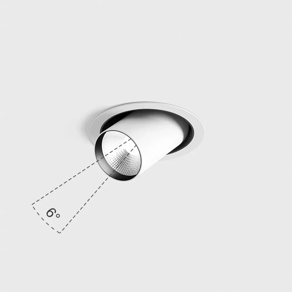 01.0596.9.930.WH_1 Adjustable recessed ceiling luminaire with frame TUB M OUT NB, D52mm, H60mm, CREE LED 9W, 750Lm, 3000K, 6°, CRI>90, 220V, IP20, white color — изображение 1