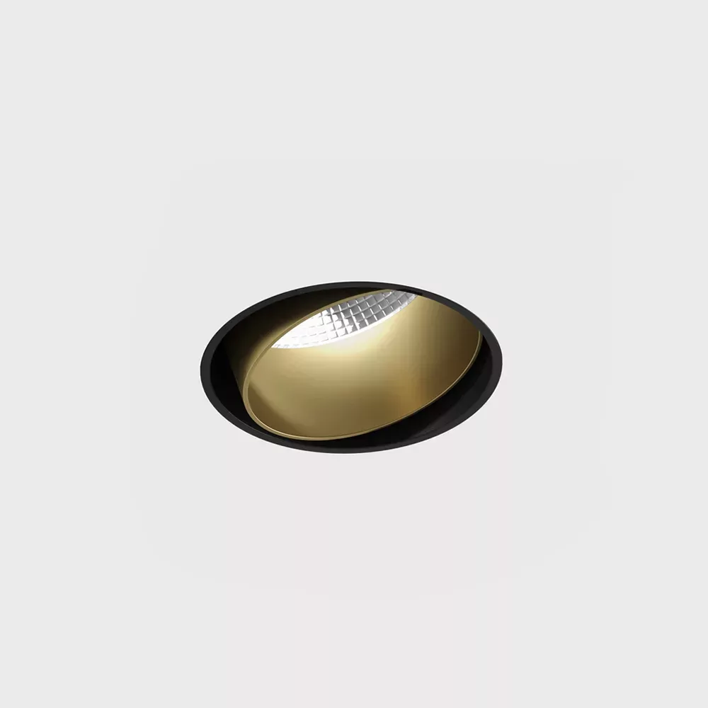 01.0598.11.927.BK_BR.DALI_1 Adjustable trimless ceiling recessed luminaire TUB M R, D60mm, H65mm, CREE LED 11W, 1210Lm, 2700K, 50°, CRI>90, 300mA, DIM DALI, IP20, black/brass color - imagine 1