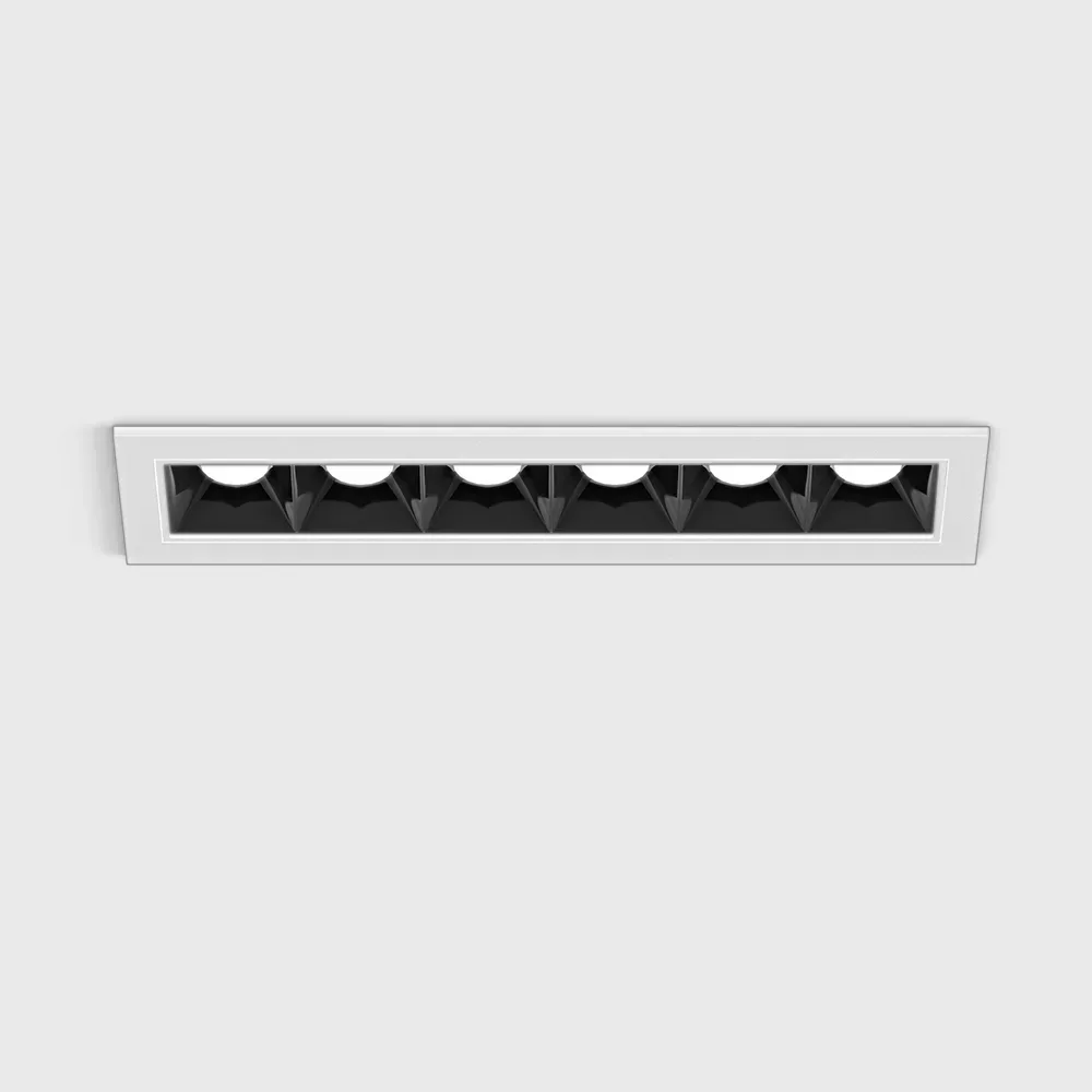 01.1511.9.930.WH_1 Ceiling recessed luminaire with frame VARIO COMFORT 151, L151mm, W38mm, H45mm, LED 9W, 672Lm, 3000K, 36°, CRI>90, 500mA, IP20, white color - imagine 1
