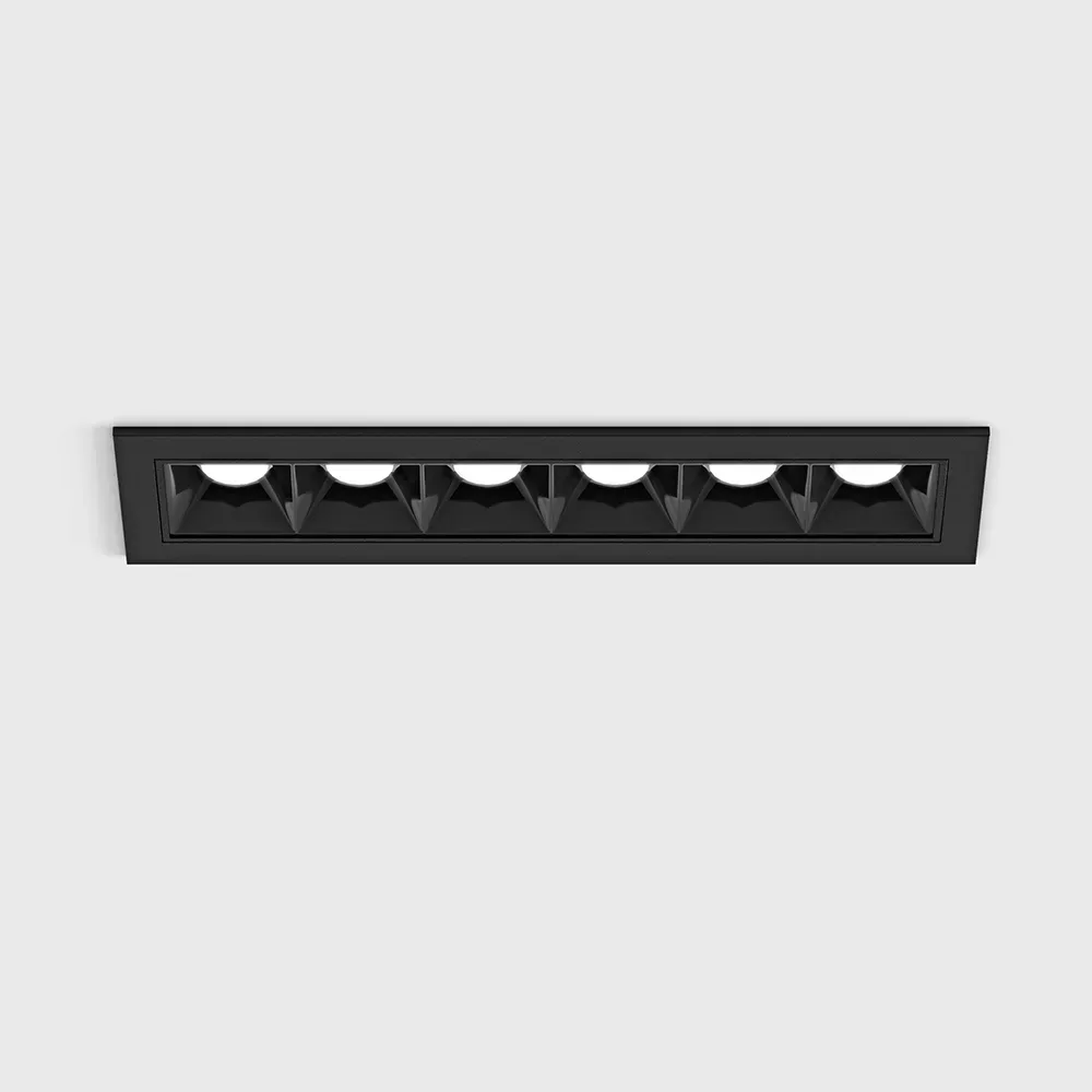 01.1511.9.940.BK_1 Ceiling recessed luminaire with frame VARIO COMFORT 151, L151mm, W38mm, H45mm, LED 9W, 672Lm, 4000K, 36°, CRI>90, 500mA, IP20, black color - imagine 1