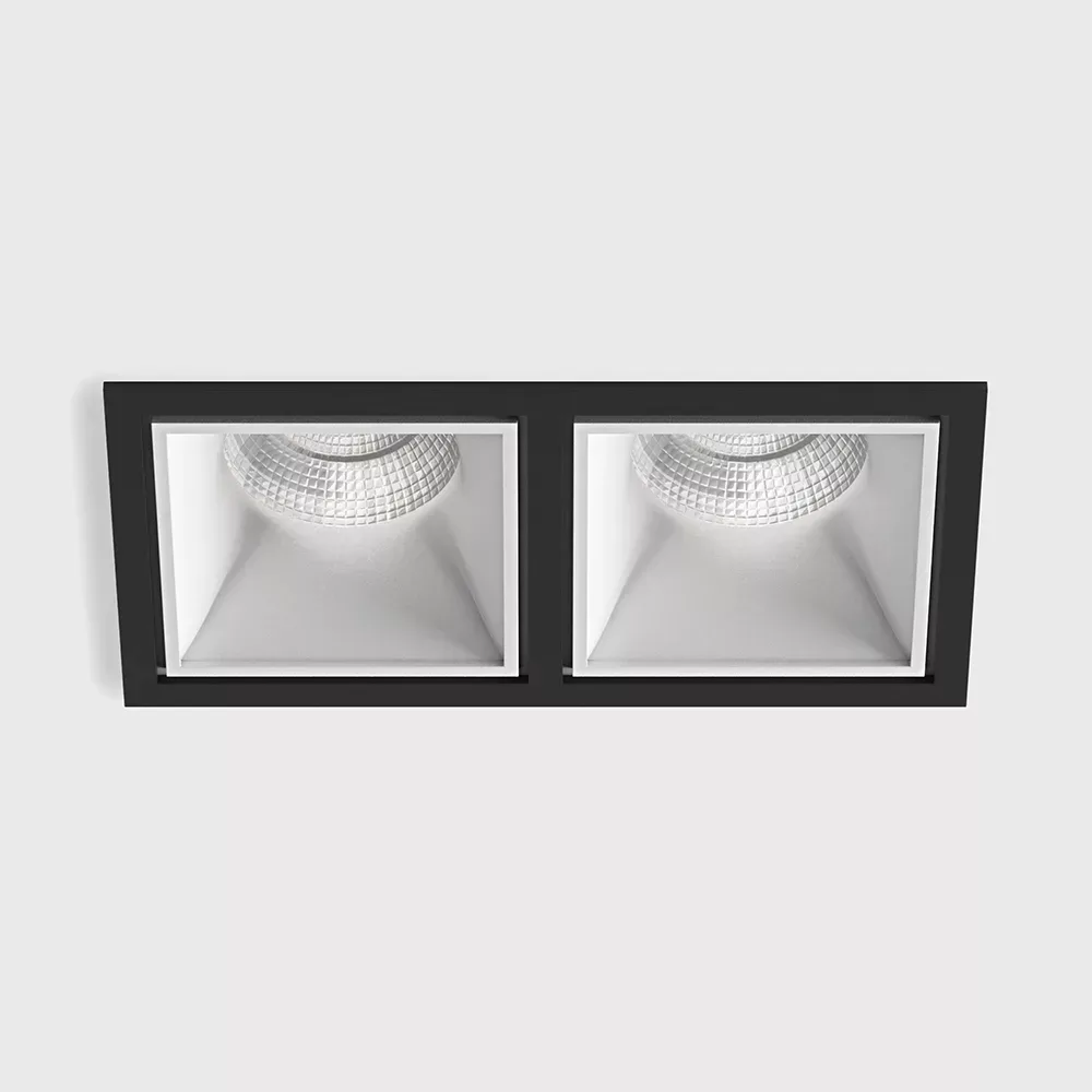 01.20F2.20.940.BK_1 Ceiling recessed luminaire with frame CELL 2, L173mm, W90mm, H82mm, BRIDGELUX LED 2х9W, 2х924Lm, 4000K, 45°, CRI>90, 250mA, IP20, white/black color - imagine 1