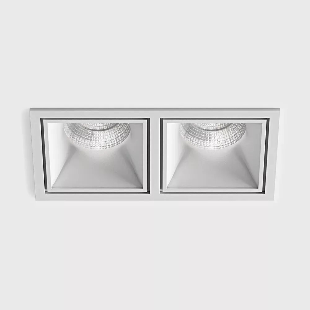 01.20F2.20.940.WH_1 Ceiling recessed luminaire with frame CELL 2, L173mm, W90mm, H82mm, BRIDGELUX LED 2х9W, 2х924Lm, 4000K, 45°, CRI>90, 250mA, IP20, white color — изображение 1