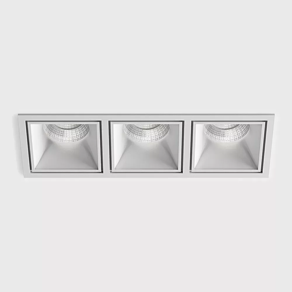01.20F3.30.930.WH_1 Ceiling recessed luminaire with frame CELL 3, L255mm, W90mm, H82mm, BRIDGELUX LED 3х9W, 3х924Lm, 3000K, 45°, CRI>90, 250mA, IP20, white color — изображение 1