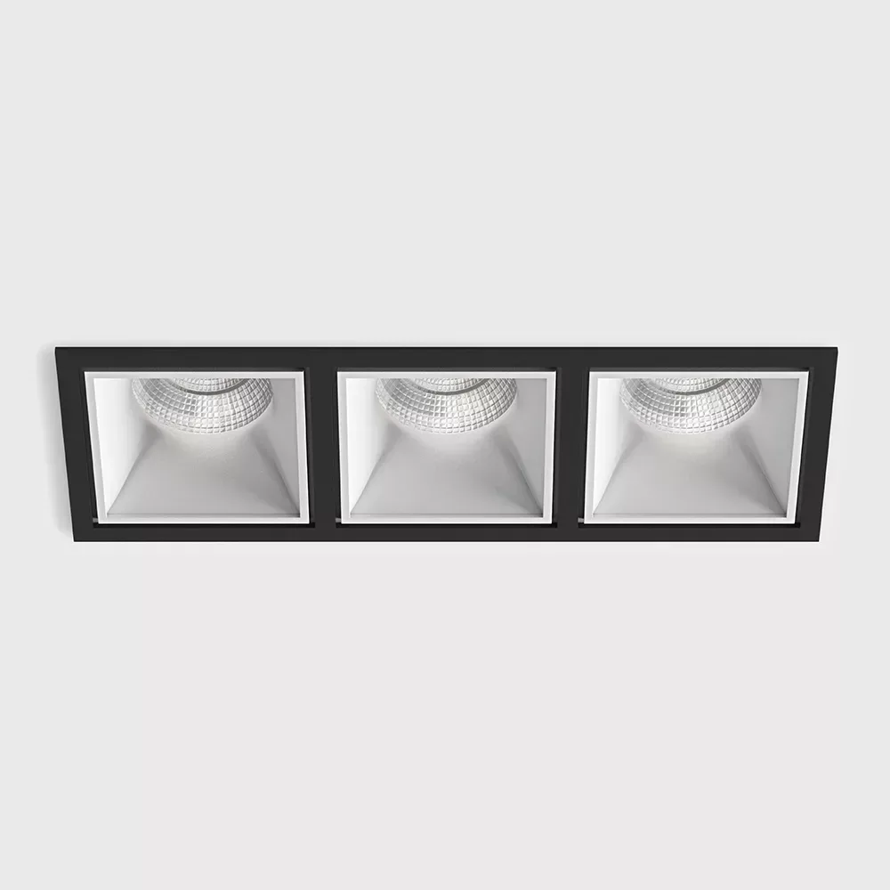 01.20F3.30.940.BK_1 Ceiling recessed luminaire with frame CELL 3, L255mm, W90mm, H82mm, BRIDGELUX LED 3х9W, 3х924Lm, 4000K, 45°, CRI>80, 250mA, IP20, white/black color - imagine 1