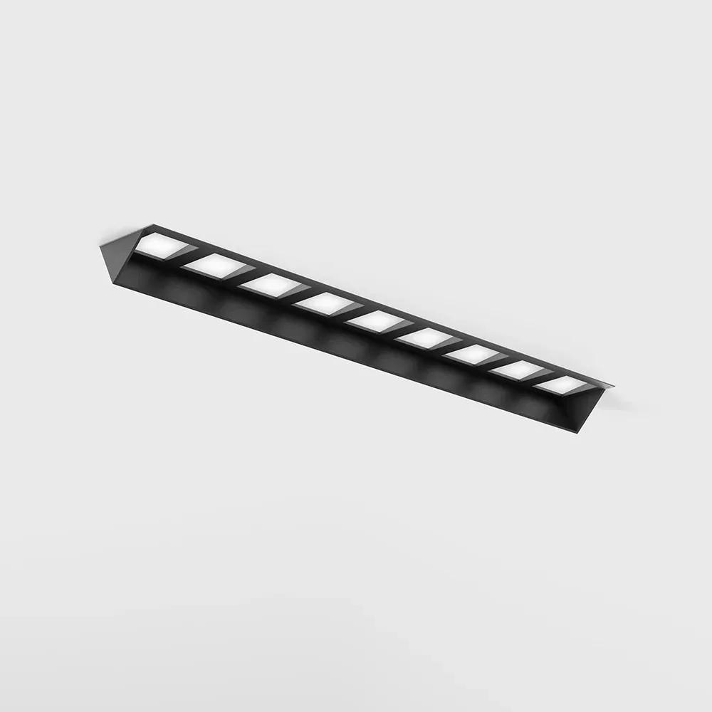 01.2185.10.940.BK-VARIO-FRAME3_1 Trimless ceiling recessed luminaire and asymmetric optics VARIO WALL WASHER 218 TRIMLESS, L205mm, W24.5mm, H45mm, LED 10W, 720Lm, 4000K, 48x25°, CRI>90, 350mA, IP20, black color - imagine 1