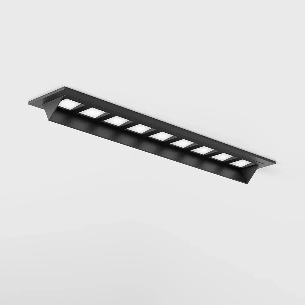 01.2185.10.940.BK_1 Ceiling recessed luminaire with frame and asymmetric optics VARIO WALL WASHER 218, L218mm, W38mm, H45mm, LED 10W, 720Lm, 4000K, 48x25°, CRI>90, 350mA, IP20, black color - imagine 1