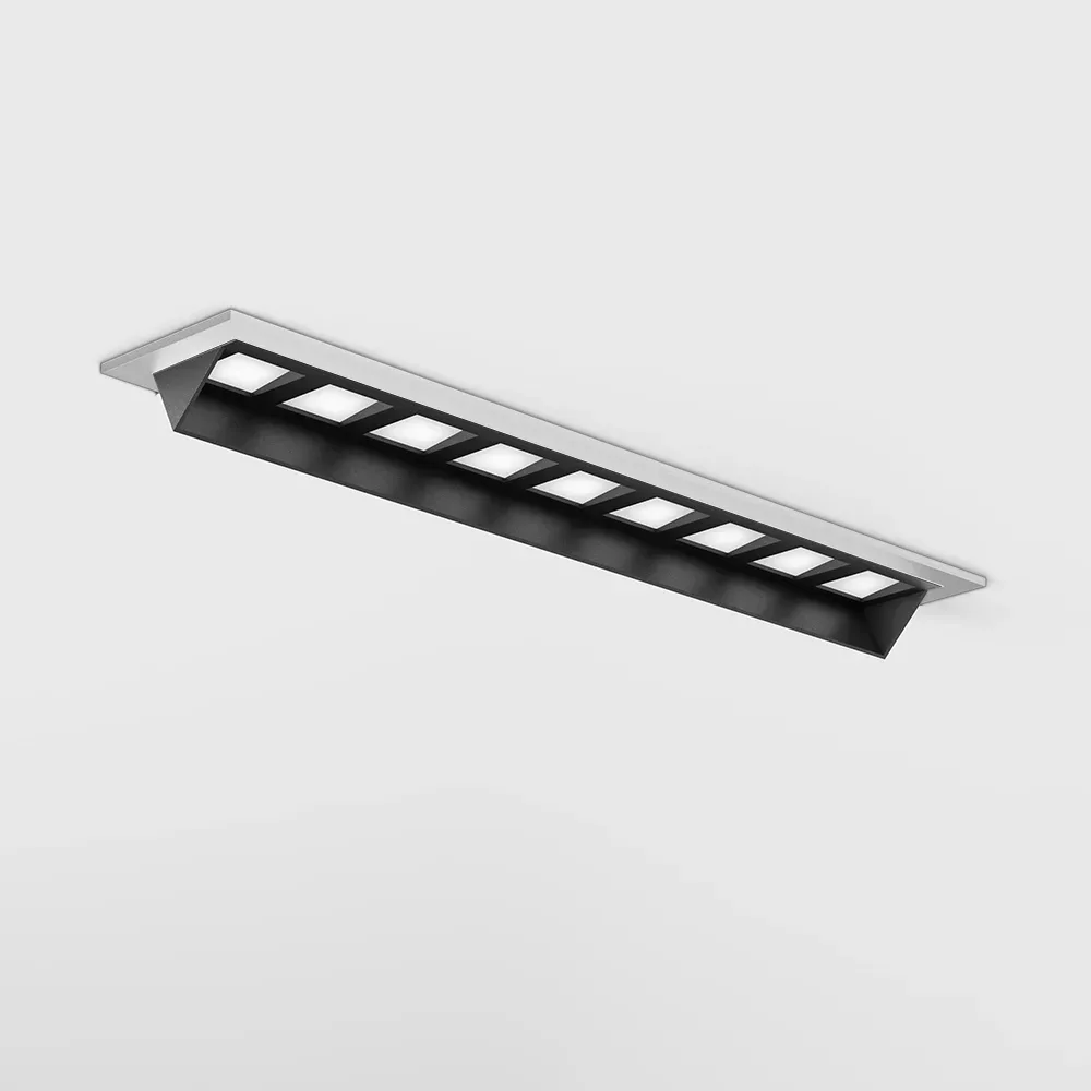 01.2185.14.930.WH_1 Ceiling recessed luminaire with frame and asymmetric optics VARIO WALL WASHER 218, L218mm, W38mm, H45mm, LED 14W, 1010Lm, 3000K, 48x25°, CRI>90, 500mA, IP20, white color - imagine 1