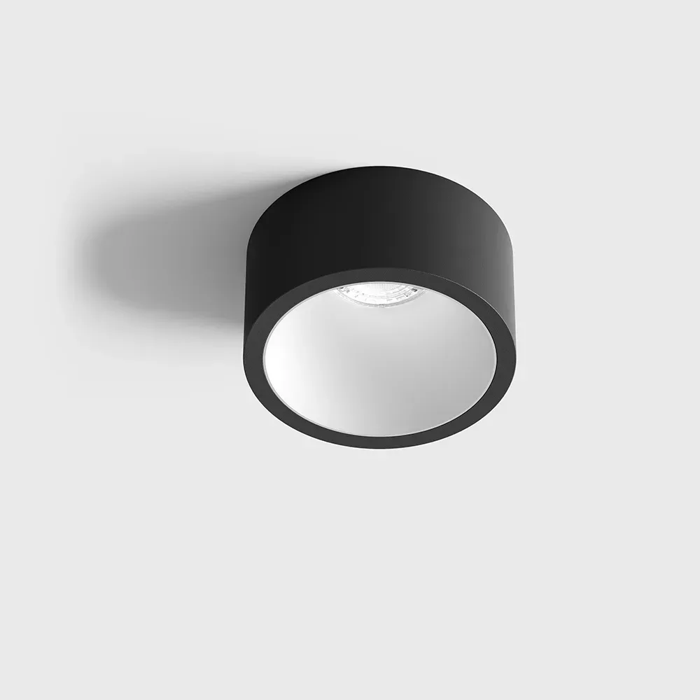 01.2203.7.927.BK_WH_1 Ceiling recessed luminaire with frame INVISIBLE MINI OUT, D55mm, H58mm, CREE LED 6.3W, 350mA, 640Lm, 2700K, 55°, CRI>90, IP44, black/white color - imagine 1