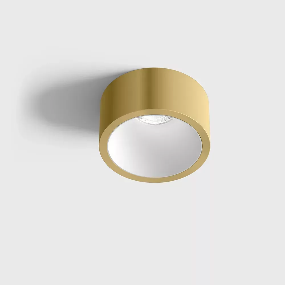 01.2203.7.927.BR_WH_1 Ceiling recessed luminaire with frame INVISIBLE MINI OUT, D55mm, H58mm, CREE LED 6.3W, 350mA, 640Lm, 2700K, 55°, CRI>90, IP44, brass/white color - imagine 1