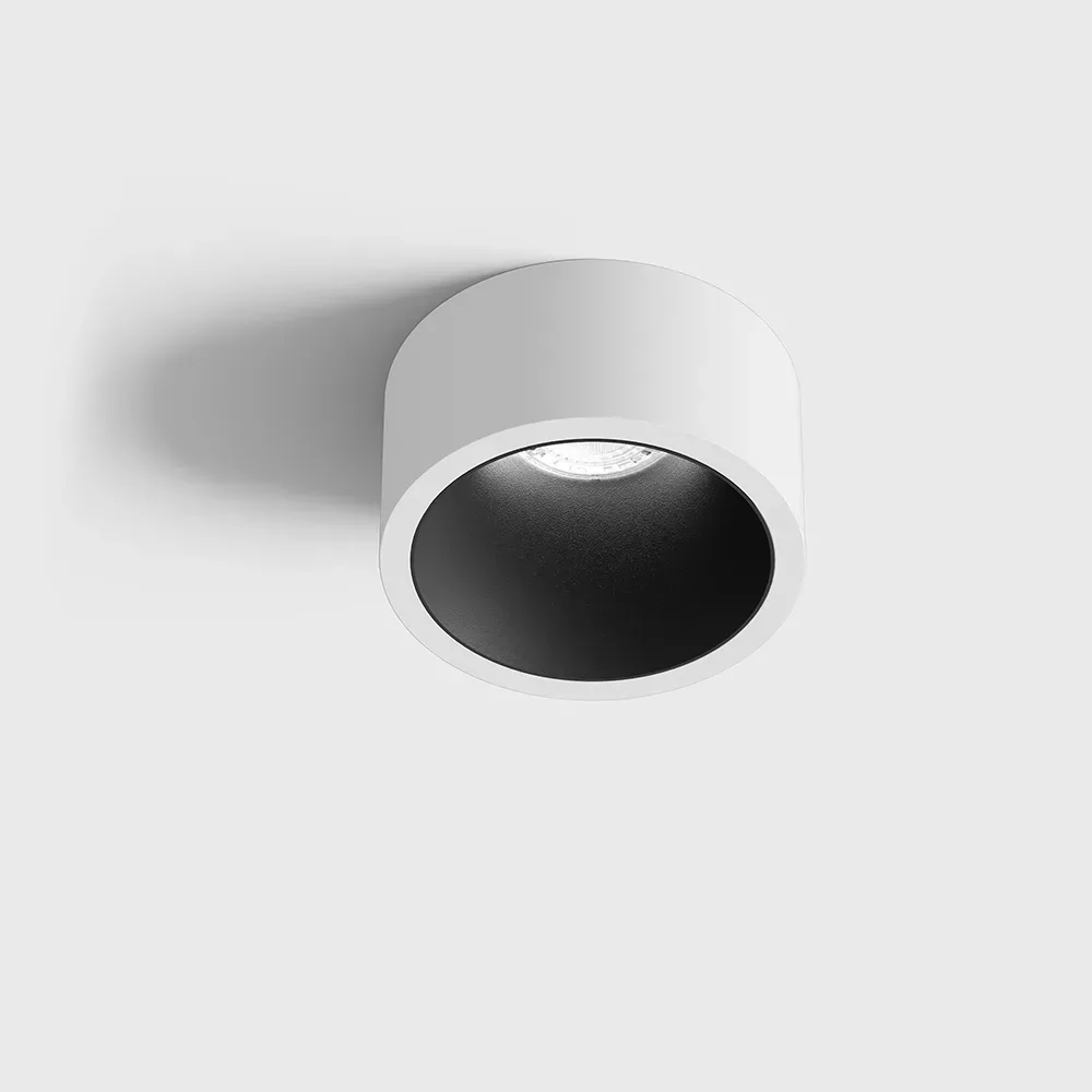 01.2203.7.927.WH_BK_1 Ceiling recessed luminaire with frame INVISIBLE MINI OUT, D55mm, H58mm, CREE LED 6.3W, 350mA, 640Lm, 2700K, 55°, CRI>90, IP44, white/black color - imagine 1