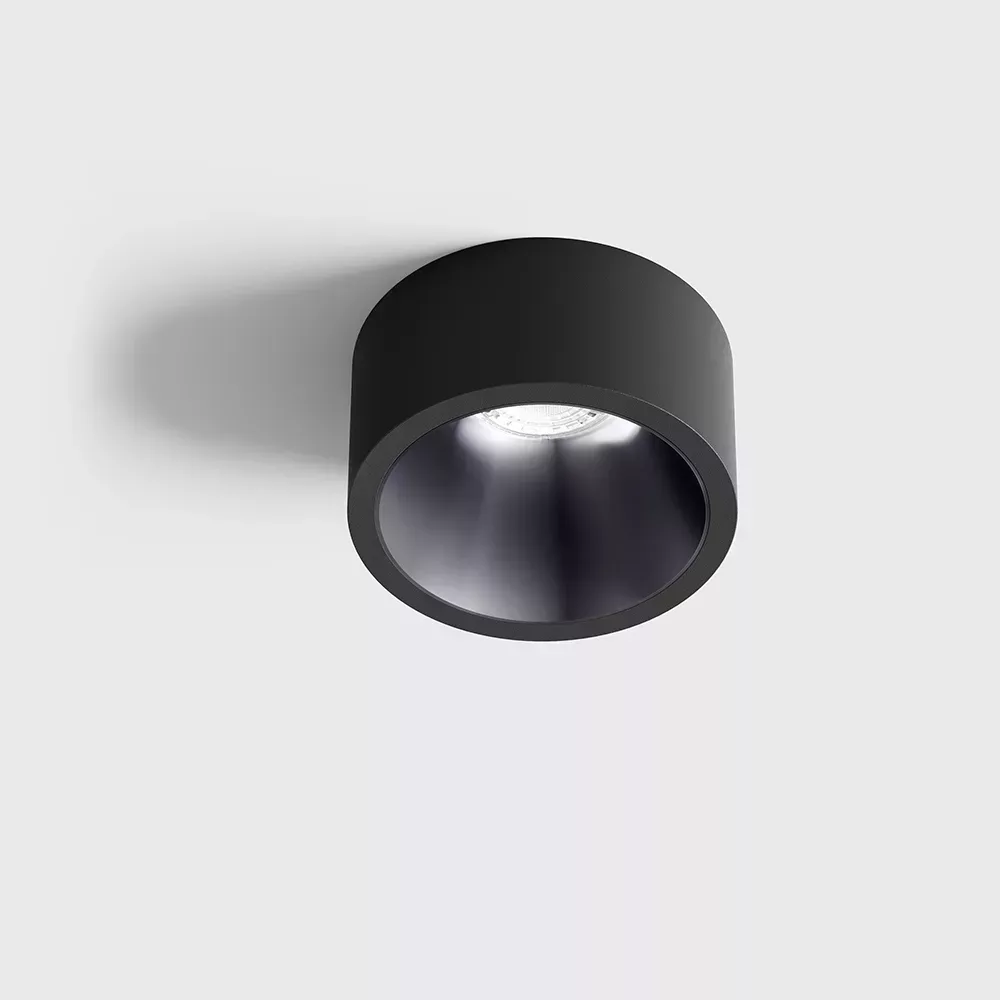 01.2203.7.930.BK_DB_1 Ceiling recessed luminaire with frame INVISIBLE MINI OUT, D55mm, H58mm, CREE LED 6.3W, 350mA, 640Lm, 3000K, 55°, CRI>90, IP44, black/diamond black color - imagine 1
