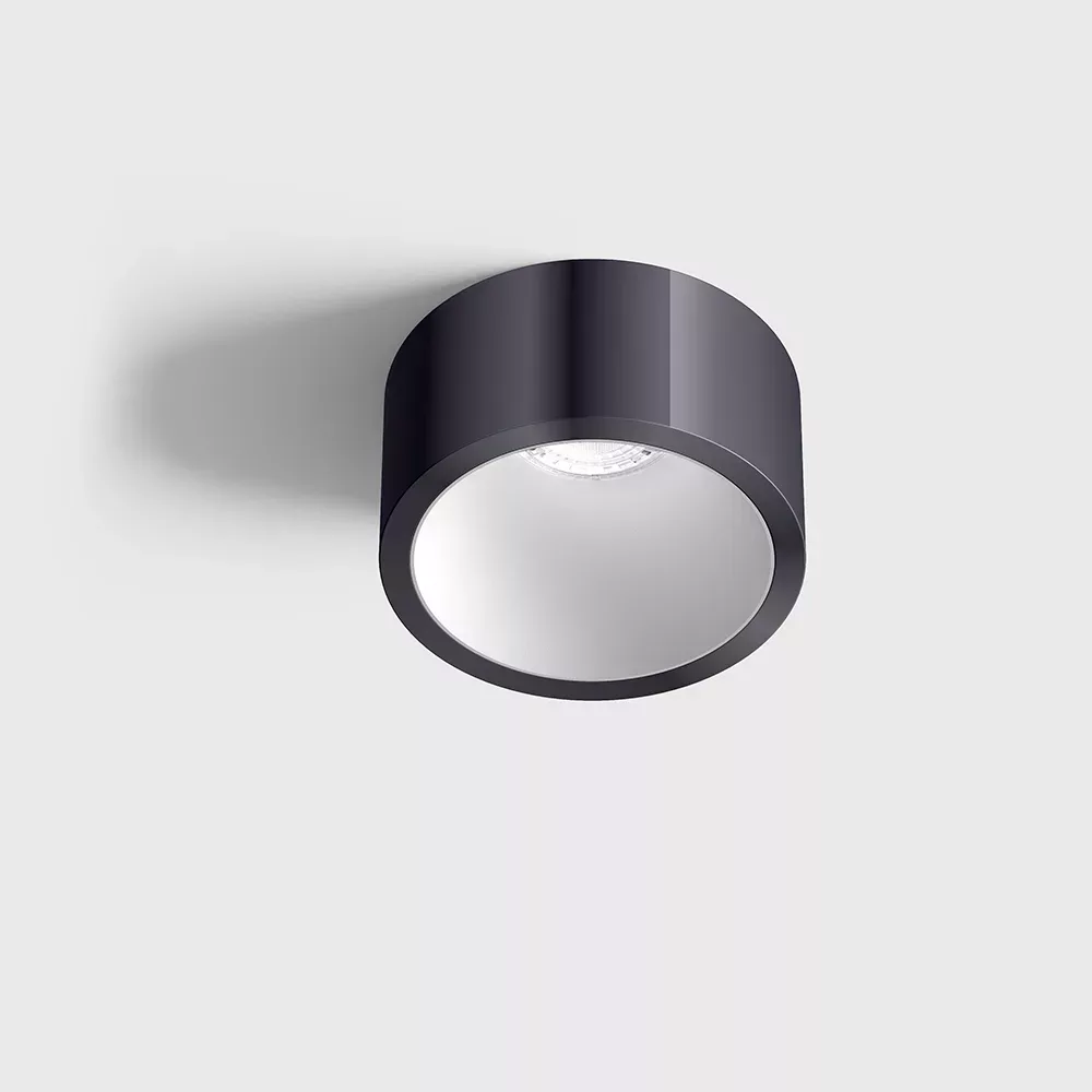 01.2203.7.930.DB_WH_1 Ceiling recessed luminaire with frame INVISIBLE MINI OUT, D55mm, H58mm, CREE LED 6.3W, 350mA, 640Lm, 3000K, 55°, CRI>90, IP44, diamond black/white color - imagine 1
