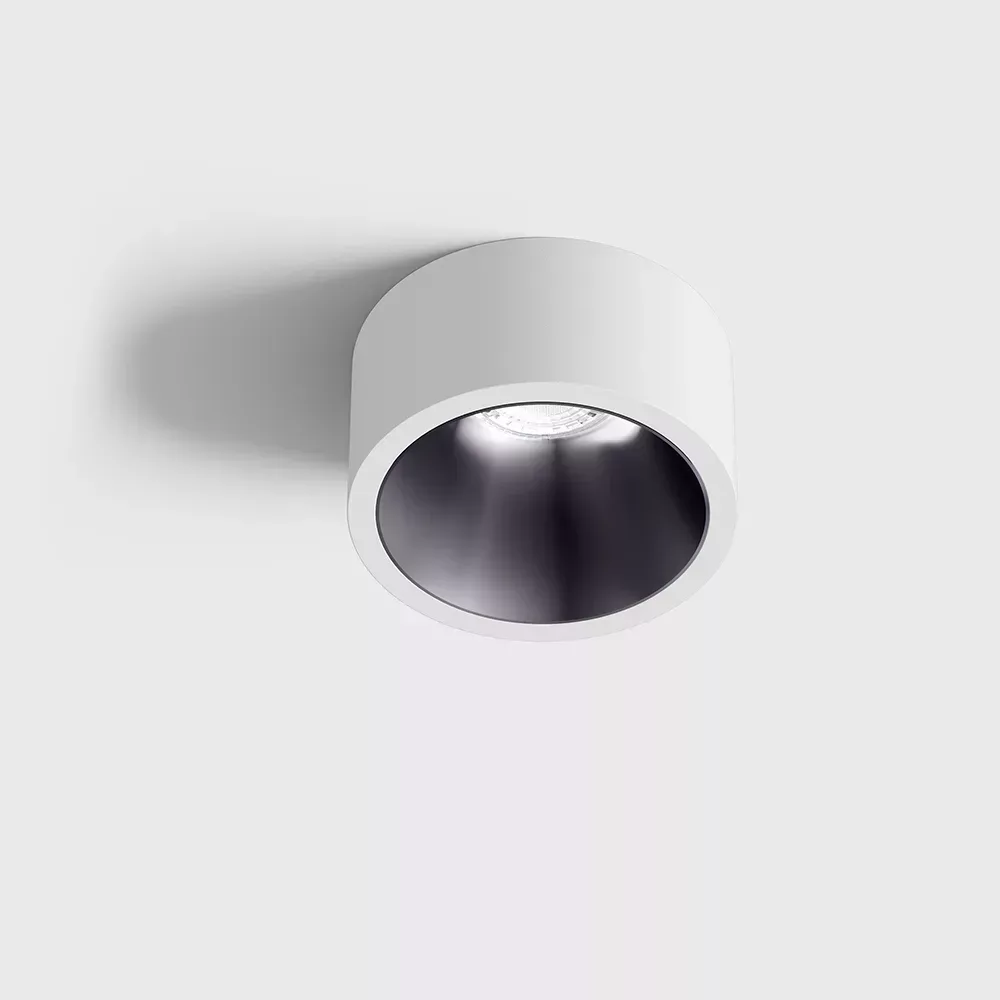 01.2203.7.930.WH_DB_1 Ceiling recessed luminaire with frame INVISIBLE MINI OUT, D55mm, H58mm, CREE LED 6.3W, 350mA, 640Lm, 3000K, 55°, CRI>90, IP44, white/diamond black color - imagine 1
