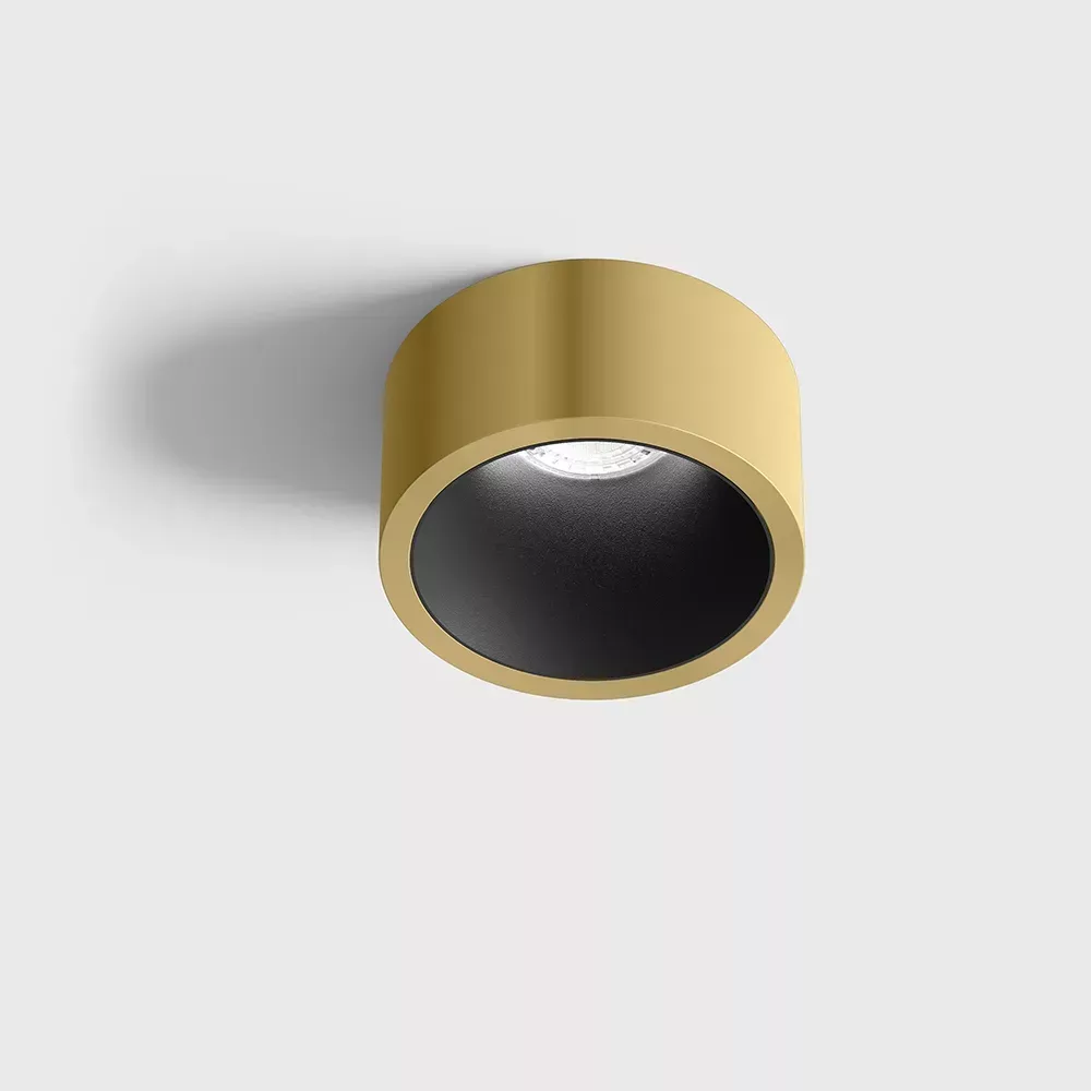 01.2203.7.940.BR_BK_1 Ceiling recessed luminaire with frame INVISIBLE MINI OUT, D55mm, H58mm, CREE LED 6.3W, 350mA, 640Lm, 3000K, 55°, CRI>90, IP44, brass/black color - imagine 1