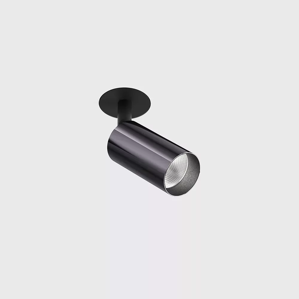 01.3904.7.930.DB_1 Adjustable trimless ceiling recessed luminaire NANO TUB S TRIMLESS, D30mm, Н60mm, CREE LED 4.5W, 491Lm, 3000K, 50°, CRI>90, 500mA, IP20, diamond black/black color - imagine 1
