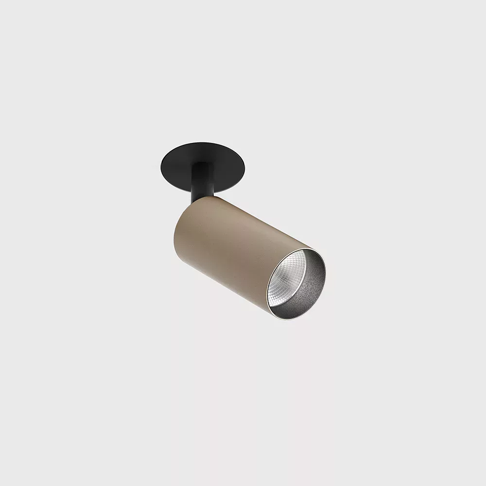 01.3904.7.930.SB_1 Adjustable trimless ceiling recessed luminaire NANO TUB S TRIMLESS, D30mm, Н60mm, CREE LED 4.5W, 491Lm, 3000K, 50°, CRI>90, 500mA, IP20, sahara beige/black color - imagine 1