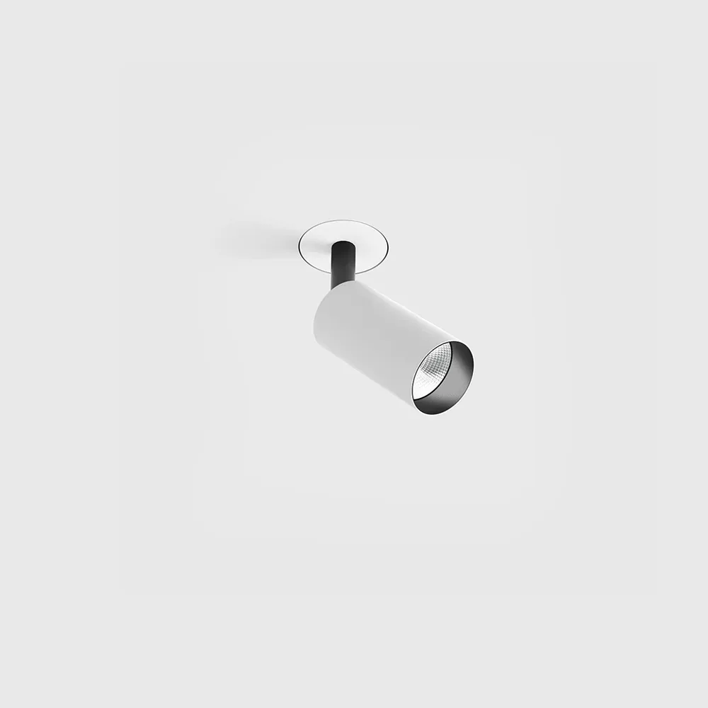 01.3904.7.930.WHB_1 Adjustable trimless ceiling recessed luminaire NANO TUB S TRIMLESS, D30mm, Н60mm, CREE LED 4.5W, 491Lm, 3000K, 50°, CRI>90, 500mA, IP20, white/black color - imagine 1