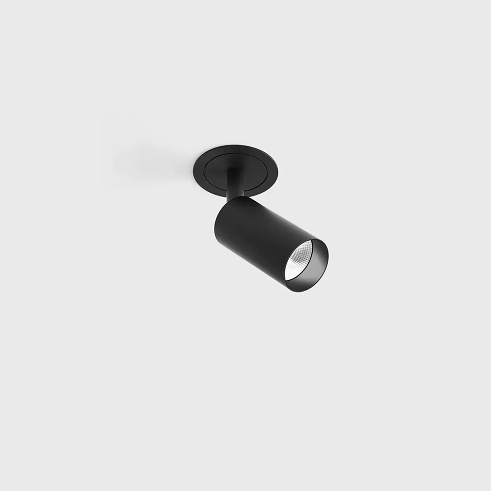 01.3905.7.930.BK_1 Adjustable recessed ceiling luminaire with frame NANO TUB S TRIM, D30mm, H60mm, CREE LED 4.5W, 491Lm, 3000K, 50°, CRI>90, 500mA, IP20, black color - imagine 1