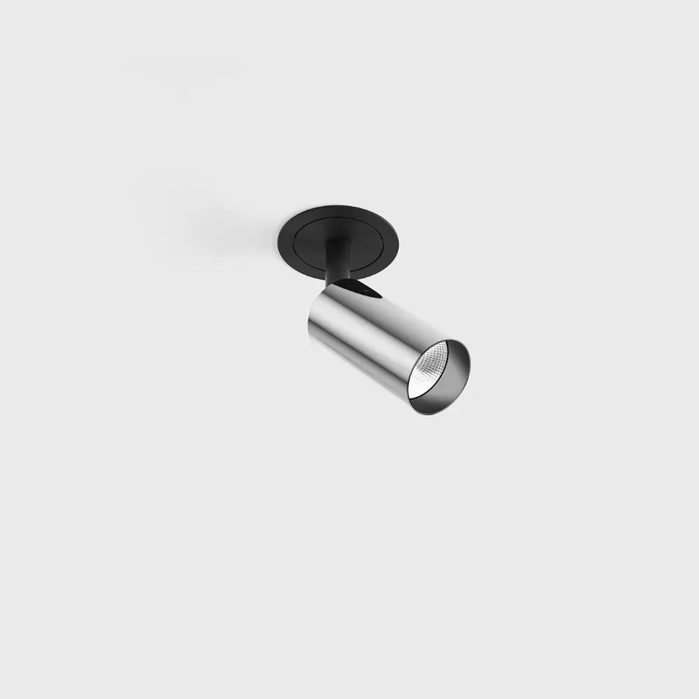 01.3905.7.930.CR_1 Adjustable recessed ceiling luminaire with frame NANO TUB S TRIM, D30mm, H60mm, CREE LED 4.5W, 491Lm, 3000K, 50°, CRI>90, 500mA, IP20, chrome/black color - imagine 1
