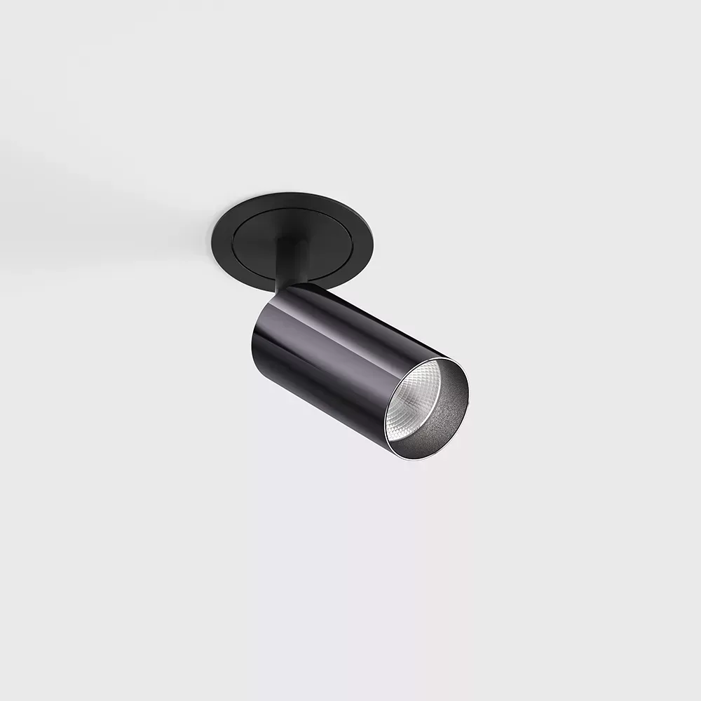 01.3905.7.930.DB_1 Adjustable recessed ceiling luminaire with frame NANO TUB S TRIM, D30mm, H60mm, CREE LED 4.5W, 491Lm, 3000K, 50°, CRI>90, 500mA, IP20, diamond black/black color - imagine 1
