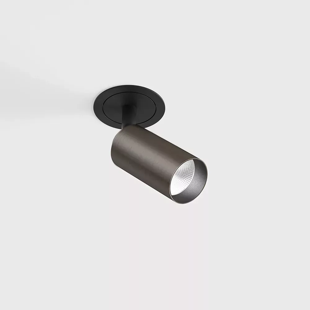 01.3905.7.930.MN_1 Adjustable recessed ceiling luminaire with frame NANO TUB S TRIM, D30mm, H60mm, CREE LED 4.5W, 491Lm, 3000K, 50°, CRI>90, 500mA, IP20, midnight/black color - imagine 1