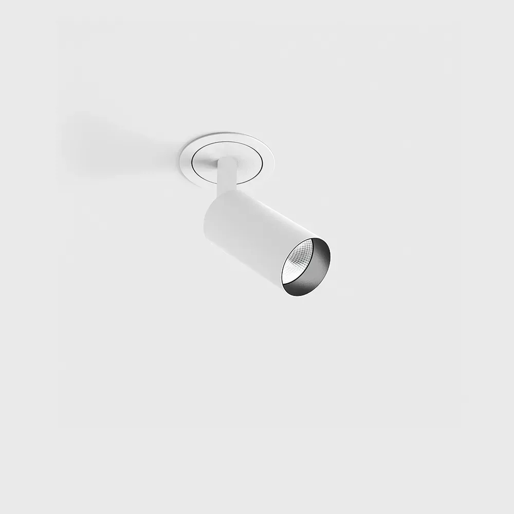 01.3905.7.930.WH_1 Adjustable recessed ceiling luminaire with frame NANO TUB S TRIM, D30mm, H60mm, CREE LED 4.5W, 491Lm, 3000K, 50°, CRI>90, 500mA, IP20, sahara beige/black color - imagine 1