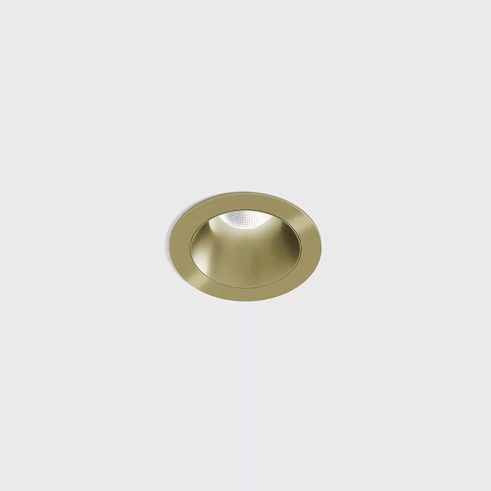 01.3910.8.930.BR_1 Ceiling recessed luminaire with frame NANO R, D48mm, H67mm, CREE LED 8W, 640Lm, 3000K, 50°, CRI>90, 700mA, IP44, brass color — изображение 1
