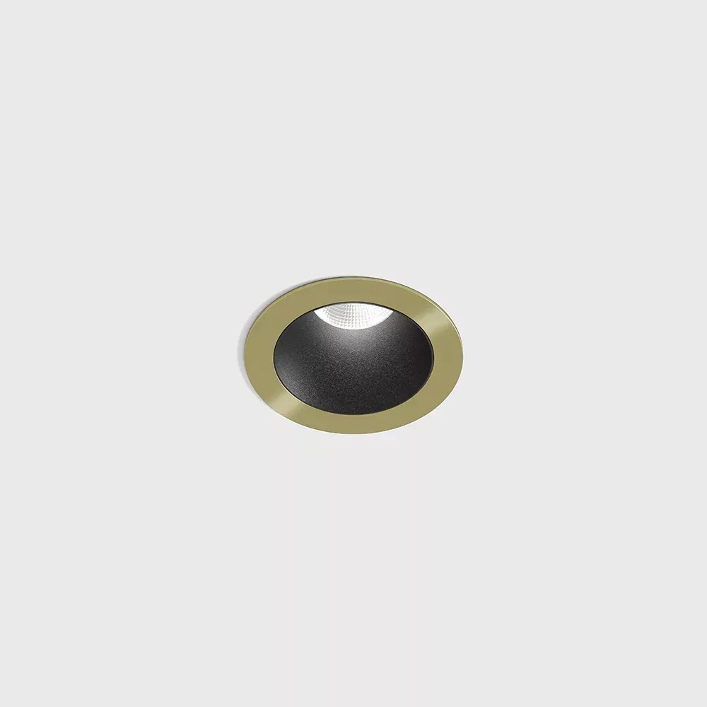 01.3910.8.930.BR_BK_1 Ceiling recessed luminaire with frame NANO R, D48mm, H67mm, CREE LED 8W, 640Lm, 3000K, 50°, CRI>90, 700mA, IP44, brass/black color — изображение 1