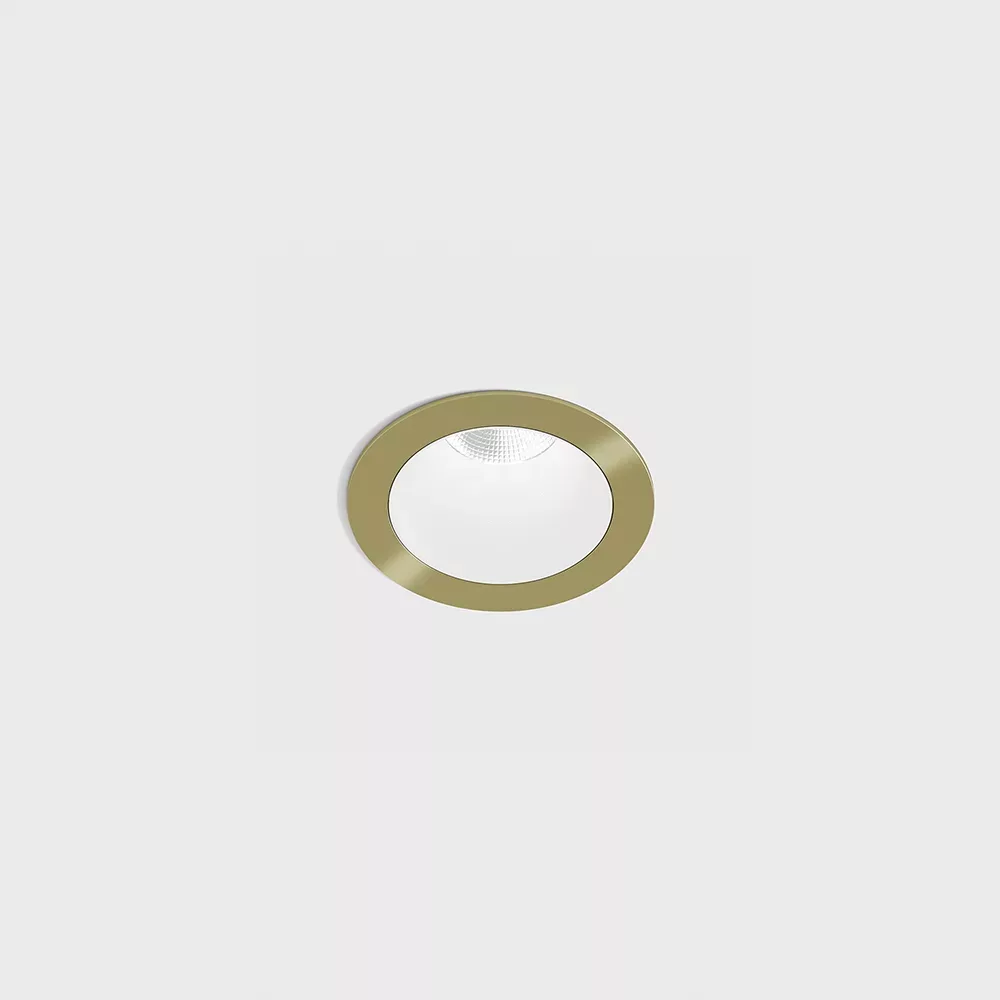 01.3910.8.940.BR_WH_1 Ceiling recessed luminaire with frame NANO R, D48mm, H67mm, CREE LED 8W, 640Lm, 4000K, 50°, CRI>90, 700mA, IP44, brass/white color — изображение 1