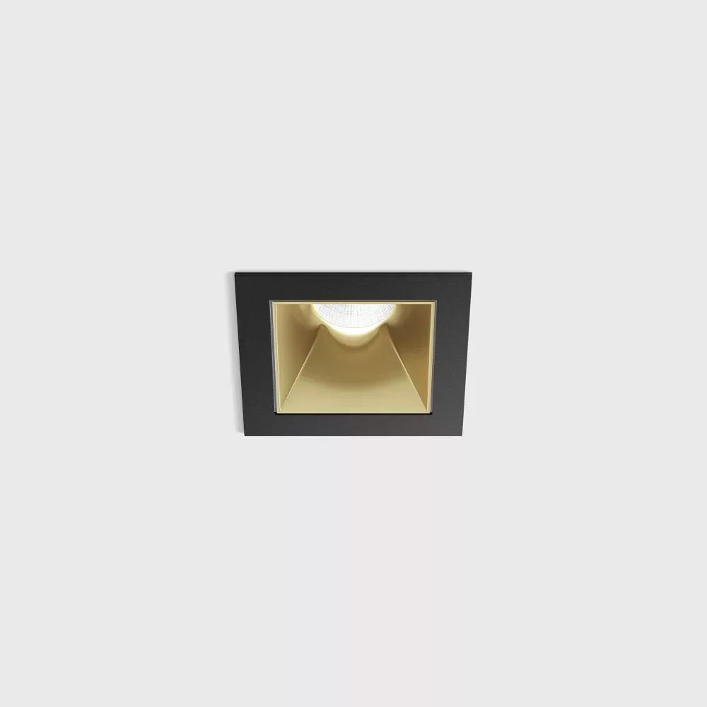 01.3911.8.940.BK_BR-_1 Ceiling recessed luminaire with frame NANO S, L48mm, W48mm, H67mm, CREE LED 8W, 640Lm, 4000K, 50°, CRI>90, UGR<19, 700mA, IP44, black/brass color — изображение 1