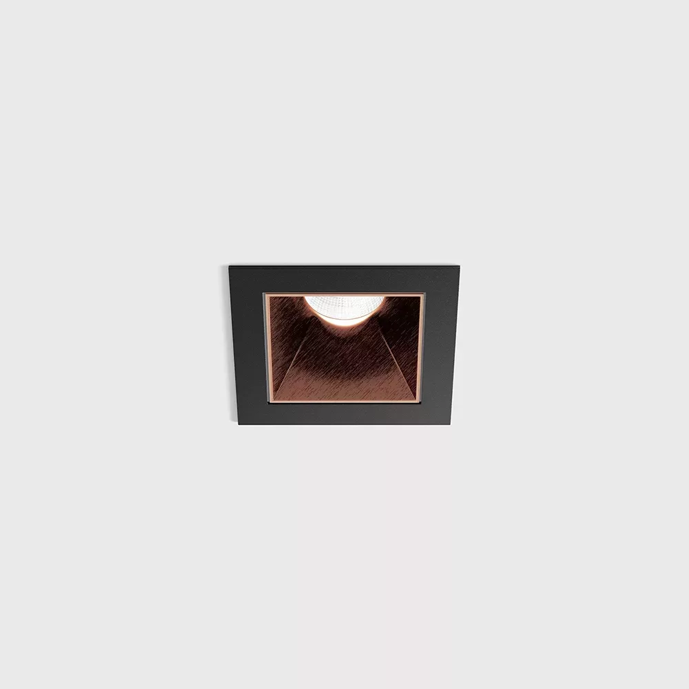 01.3911.8.940.BK_CP_1 Ceiling recessed luminaire with frame NANO S, L48mm, W48mm, H67mm, CREE LED 8W, 640Lm, 4000K, 50°, CRI>90, UGR<19, 700mA, IP44, black/copper color — изображение 1
