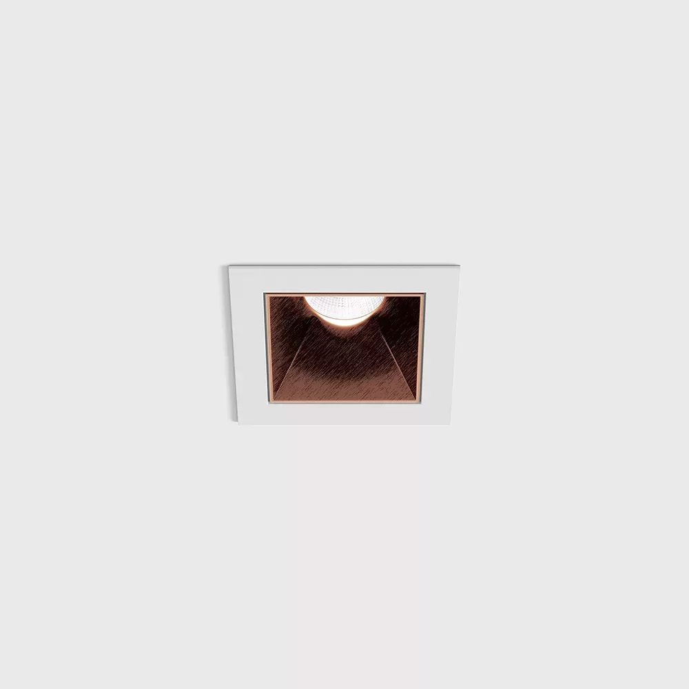 01.3911.8.940.WH_CP_1 Ceiling recessed luminaire with frame NANO S, L48mm, W48mm, H67mm, CREE LED 8W, 640Lm, 4000K, 50°, CRI>90, UGR<19, 700mA, IP44, white/copper color — изображение 1