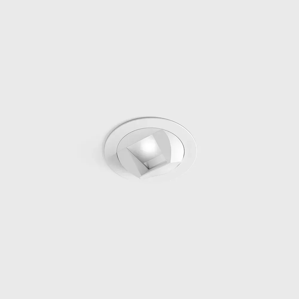01.3912.6.930.WH_1 Ceiling recessed luminaire with frame and asymmetric optics NANO R WW, D48mm, H80mm, CREE LED 6W, 503Lm, 3000K, 25x46°, CRI>90, 500mA, IP20, white color - imagine 1