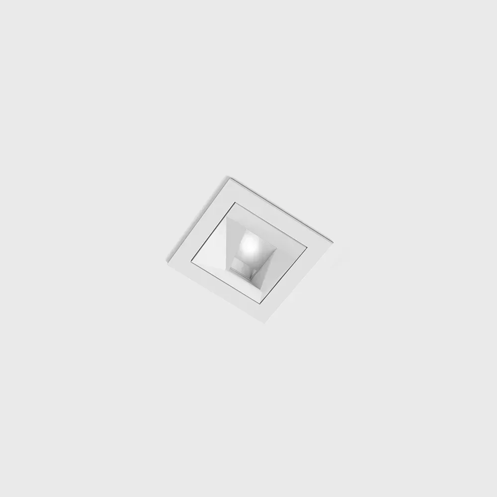 01.3913.6.930.WH_1 Ceiling recessed luminaire with frame and asymmetric optics NANO S WW, L48mm, W48mm, H80mm, CREE LED 6W, 503Lm, 3000K, 25x46°, CRI>90, 500mA, IP20, white color - imagine 1