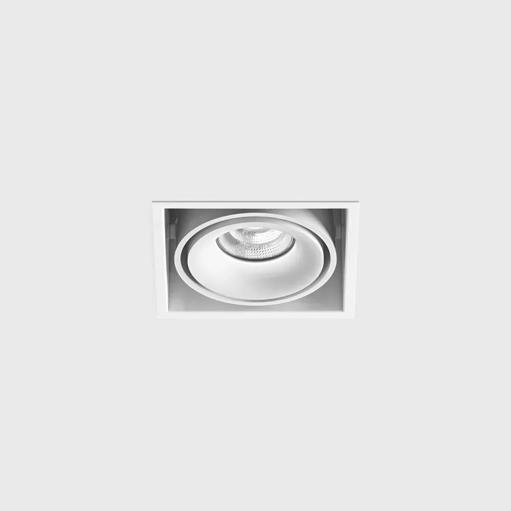 01.6100.13.930.WHW_1 Adjustable recessed ceiling luminaire with frame KARDAN 1, L108mm, W108mm, H80mm, BRIDGELUX LED 9W, 924Lm, 3000K, 50°, CRI>90, 250mA, IP20, white/white color - imagine 1