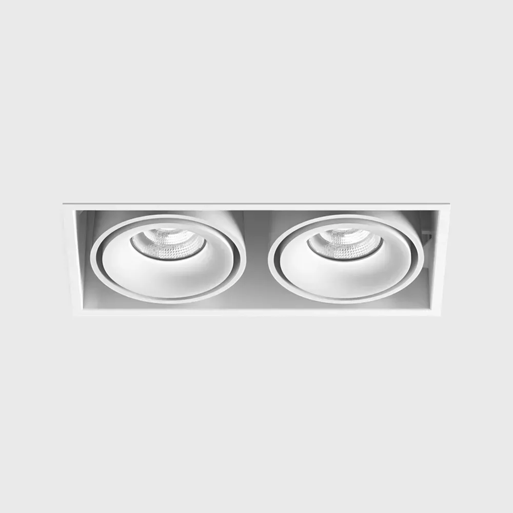 01.6110.26.940.WHW_1 Adjustable recessed ceiling luminaire with frame KARDAN 2, L210mm, W108mm, H80mm, BRIDGELUX LED 2x9W, 2x989Lm, 4000K, 50°, CRI>90, 250mA, IP20, white/white color - imagine 1