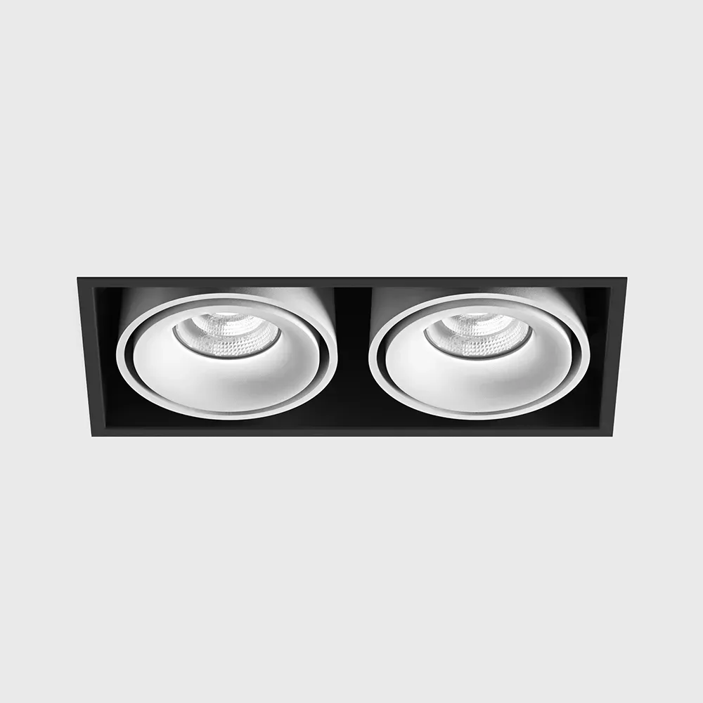01.6110.26.940.WH_1 Adjustable recessed ceiling luminaire with frame KARDAN 2, L210mm, W108mm, H80mm, BRIDGELUX LED 2x9W, 2x989Lm, 4000K, 50°, CRI>90, 250mA, IP20, white color - imagine 1