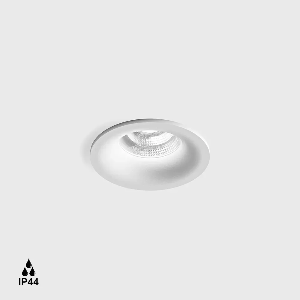 01.6480.10.930.WH_1 Ceiling recessed luminaire with frame RIO, D82mm, H56mm, BRIDGELUX LED 9W, 924Lm, 3000K, 50°, CRI>90, 250mA, IP44, white color - imagine 1