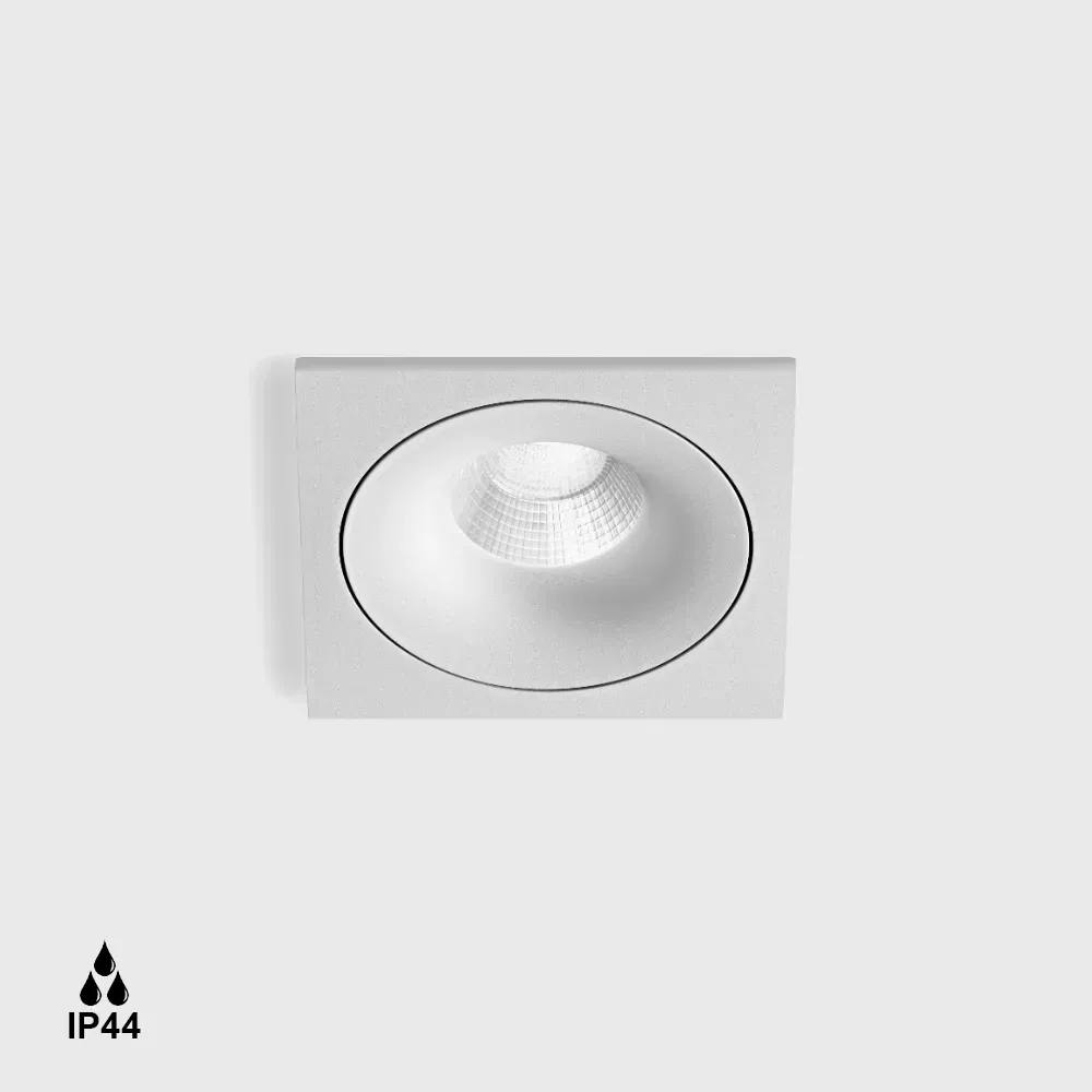 01.6480F1.10.930.WH_1 Ceiling recessed luminaire with frame RIO F1, L100mm W100mm, H56mm, BRIDGELUX LED 9W, 924Lm, 3000K, 50°, CRI>90, 250mA, IP44, white color - imagine 1