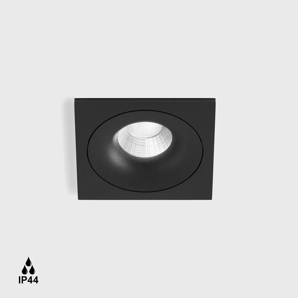 01.6480F1.10.940.BK_1 Ceiling recessed luminaire with frame RIO F1, L100mm W100mm, H56mm,BRIDGELUX LED 9W, 989Lm, 4000K, 50°, CRI>90, 250mA, IP44, black color - imagine 1