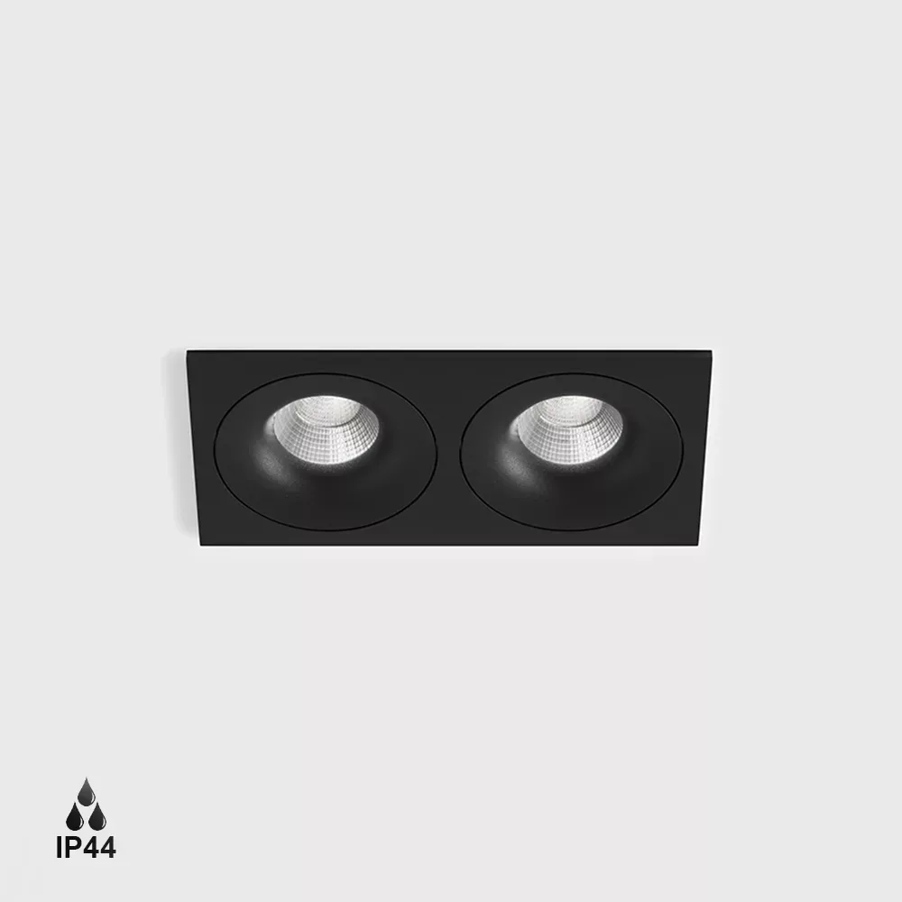 01.6480F2.20.940.BK_1 Ceiling recessed luminaire with frame RIO F2, L192mm, W100mm, H56mm, BRIDGELUX LED 2x9W, 2x989Lm, 4000K, 50°, CRI>90, 250mA, IP44, black color - imagine 1