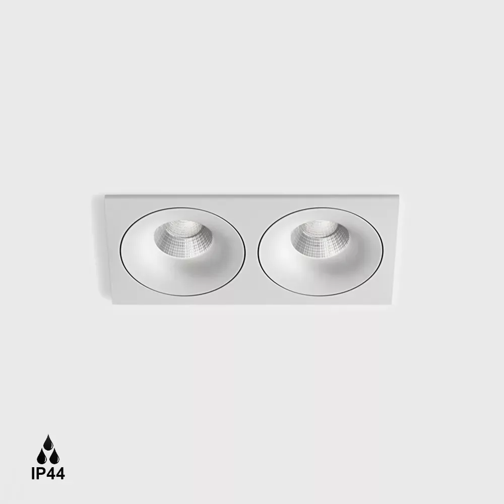 01.6480F2.20.940.WH_1 Ceiling recessed luminaire with frame RIO F2, L192mm, W100mm, H56mm, BRIDGELUX LED 2x9W, 2x989Lm, 4000K, 50°, CRI>90, 250mA, IP44, white color - imagine 1