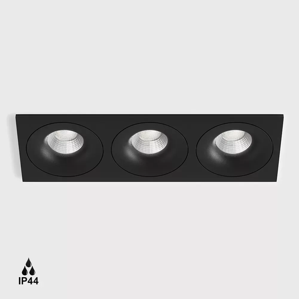 01.6480F3.30.930.BK_1 Ceiling recessed luminaire with frame RIO F3, L284mm, W100mm, H56mm, BRIDGELUX LED 3x9W, 3x924Lm, 3000K, 50°, CRI>90, 250mA, IP44, black color - imagine 1